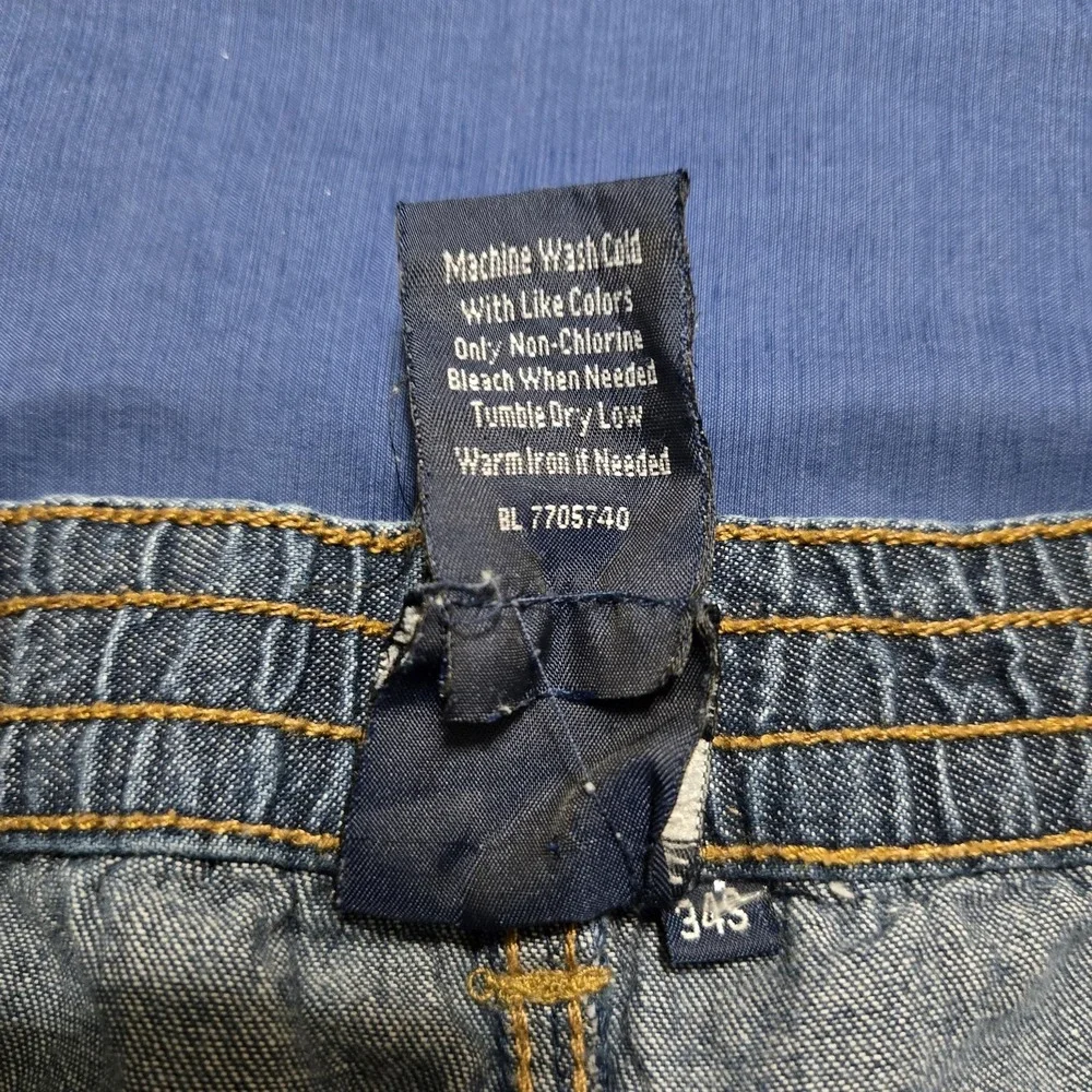 John Blair Jeans Mens 34x27 Blue Relaxed Wide Leg Elastic Waist Medium Wash
